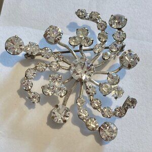 Vintage Clear/White Rhinestone Brooch stamped "Made in Austria"
